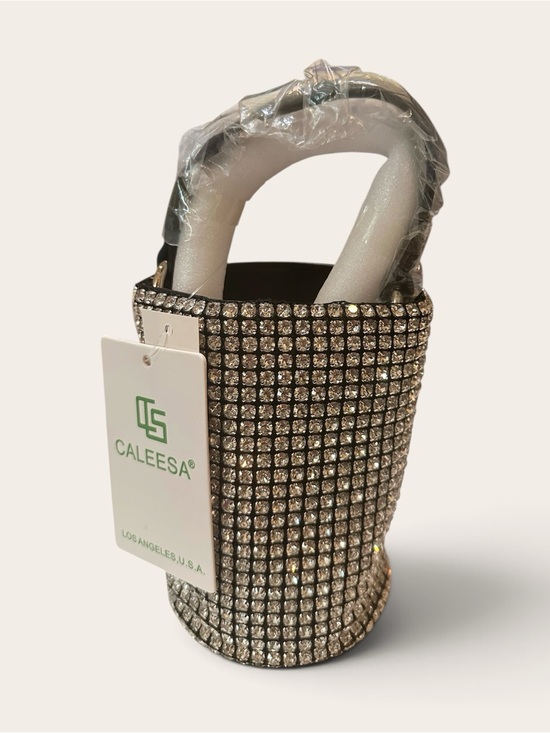 CALE Handbags - Caleesa Silver Rhinestone Mini Bucket Evening Bag